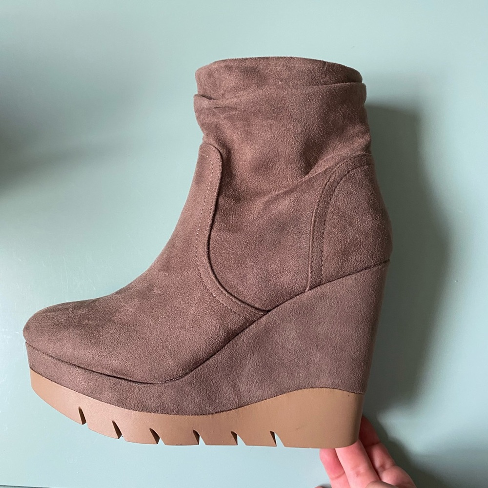 Brown Wedge Shoes with Chunky Platform